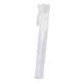 A clear hand sanitiser stick with a clip attached, featuring a smooth, cylindrical design.