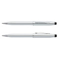 A silver Cross Century II ballpoint pen with a sleek design and a black tip and clip.