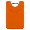 An orange Smart Wallet featuring a textured grip and a slot for cards, with a logo on the surface.