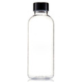 A drink bottle made of clear Tritan with a black screw-top lid. It has a minimalist design and is 600ml in capacity.