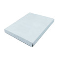 A flat, white promotional box with a simple design, suitable for packaging.