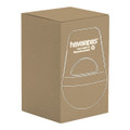 A brown cardboard box containing a product made from recycled plastic, featuring a simple design and logo.