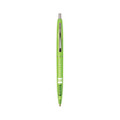 A bright green Eco Clear Clics Pen with a click mechanism and a branding logo on the side.