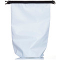 A 10L dry bag in light blue, featuring a black zip closure and branding on the front.