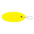 A yellow floating keychain with a silver chain and ball attachment. It features a smooth, oval shape.