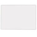 A square cut fridge magnet in a plain white finish. Features a subtle border and includes a logo.