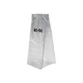 A transparent medium cooler bag with an embossed logo, featuring a simple geometric design.