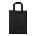 A black tradeshow bag with two handles, featuring a simple design and no visible branding.