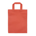 A red tradeshow bag with two handles, featuring a simple, unembellished design.