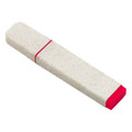 An eco-friendly highlighter in beige with a pink end, featuring a smooth, sleek design and a logo.