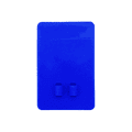 A blue silicone phone wallet featuring two slots for cards, with a smooth, minimalist design and no visible branding.
