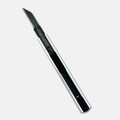 A silver and black slimline retractable box cutter with a sleek design and a visible blade.