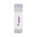 Coconut lip balm in a clear tube with a white label and purple branding.
