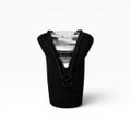 A black pouch with a zip, designed to hold a drink bottle securely. Features a logo on the front.