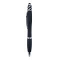 A black Spinner Fidget Pen features a sleek design with a stylus tip and a branded cap.