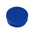 A round blue case designed for storage, likely for small electronic accessories or earbuds.