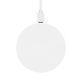 A round, white wireless charger with a connected cable. This product belongs to the Phone & Technology category.