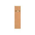 A brown kraft box containing wooden stationery items, featuring a cut-out window to view the contents.