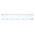A white 15 cm ruler with both centimeter and inch markings.