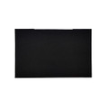A black microfibre lens cloth designed for cleaning technology items, featuring a logo.