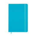 A vibrant turquoise Venture A5 Notebook featuring a smooth cover and a matching elastic closure.