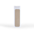A white spray bottle with a beige cleaning cloth section on the front, designed for screen cleaning.