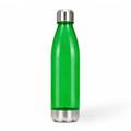 A green drink bottle with a stainless steel bottom and cap, featuring a sleek, modern design.