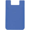 A blue phone wallet with a textured design and a top slot, featuring a smooth finish and rounded edges.
