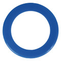 A blue donut-shaped flyer designed for promotional use.