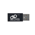 A USB data blocker designed for data protection, featuring the label "dp DATA PROTECTION."
