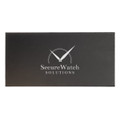 A rectangular black box featuring a clock graphic and a logo with the text "SecureWatch Solutions."