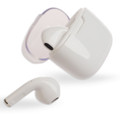 A pair of white Twista Earbuds with a charging case. One earbud is shown separately alongside the case.