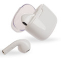 White Twista Earbuds with a charging case, featuring a sleek design. Earbuds have a smooth finish and rounded edges.