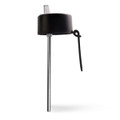 A drink bottle lid with a straw attachment, featuring a sleek black design and a secure closure.
