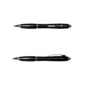 A black Viva Solid Pen with chrome accents, featuring a sleek design and a clip for easy attachment.