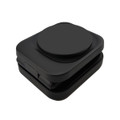A black 3-in-1 wireless charger with a sleek, compact design, featuring a circular charging pad on top.