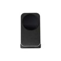 A wireless charger featuring a sleek black design with a smooth circular charging pad and a minimalist shape.