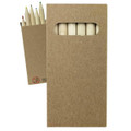 A pack of coloured pencils in a cardboard holder, featuring a cut-out window to display the tips.