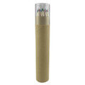 A cylindrical tube containing coloured pencils with a clear lid, showcasing various colours arranged neatly inside.