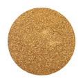 A round, golden cork coaster with a textured surface, part of a set of four coasters.
