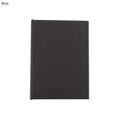 A black mini sticky note pad with a simple, sleek design. The product has a logo on the front cover.