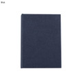 A blue mini sticky note pad with a sleek, simple design and a logo on the cover.