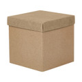 A brown cardboard box with a lid, featuring a square design and a simple, plain finish.