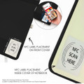 A6 cork soft wood notebook with NFC label on the front cover and inside. Features a sleek black design.