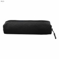 A black canvas pencil case with a zip closure, featuring a sleek rectangular shape and a small zipper pull.
