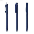 A set of navy blue plastic pens featuring a streamlined design and a clip for easy attachment.