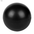 A black stress ball with a smooth, matte surface. The ball is round and features a simple design without branding.