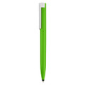A green stylus pen with a white clip, featuring a sleek and simple design.