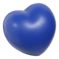 A blue heart-shaped stress relief toy, featuring a smooth surface and a rounded shape. It has a minimalist design.