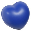 A blue heart-shaped stress ball with a smooth texture, featuring a simple design and no visible branding.
